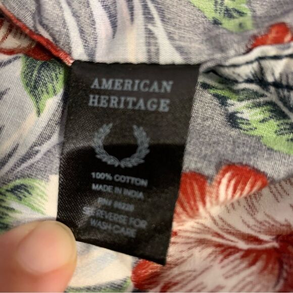 American Heritage Men's Short Sleeve Slim Fit Hawaiian Button Down Shirt M #645 - Picture 4 of 7